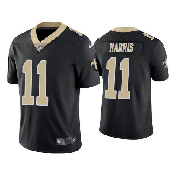 Men New Orleans Saints 11 Deonte Harris Nike Black Vapor Limited NFL Jersey